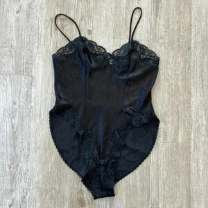 Womens Wondermaid Black Vintage Lingerie Bodysuit - M